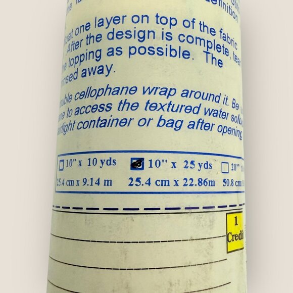 Floriani Embroidery Water Soluble Topping 10" x 25 Yds Roll Sewing Quilting - Picture 2 of 2